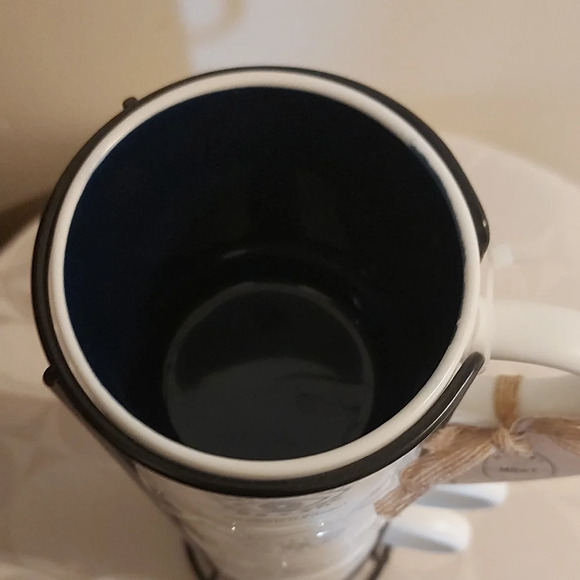 Stackable White and Blue Evil Eye Mug Set With Metal Stand - Picture 2 of 8